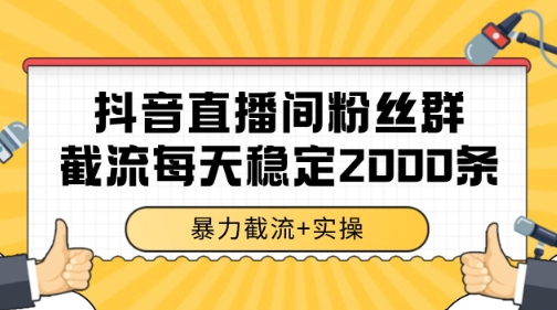 抖音直播间粉丝群暴力截流，一台电脑每天稳定2000条数据【揭秘】-追梦聊项目