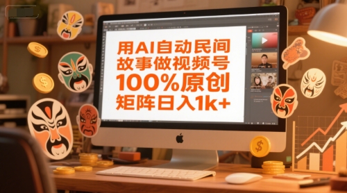 用AI自动民间故事做视频号，100%原创，矩阵日入1k+-追梦聊项目