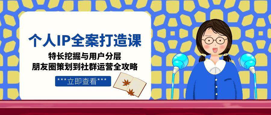个人IP全案打造课，特长挖掘与用户分层，朋友圈策划到社群运营全攻略-追梦聊项目