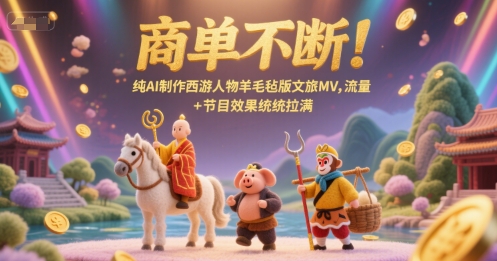 商单不断！纯AI制作西游人物羊毛毡版文旅MV，流量+节目效果统统拉满-追梦聊项目