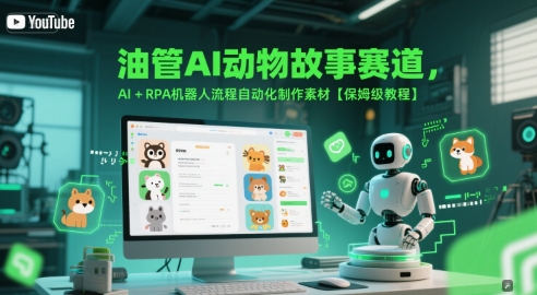 油管AI动物故事赛道，AI+RPA机器人流程自动化制作素材【保姆级教程】-追梦聊项目
