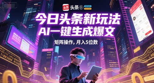 今日头条新玩法，AI一键生成爆文，矩阵操作，月入5位数-追梦聊项目