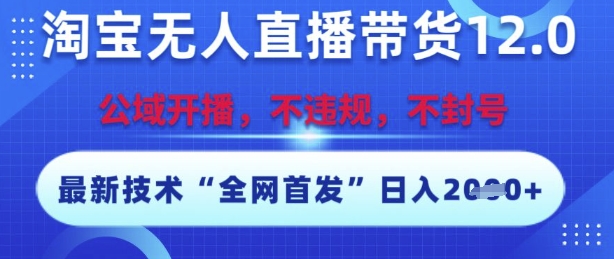 淘宝无人直播带货12.0，最新技术，不封号，不违规，操作简单，开播爆单，日入多张【揭秘】-追梦聊项目