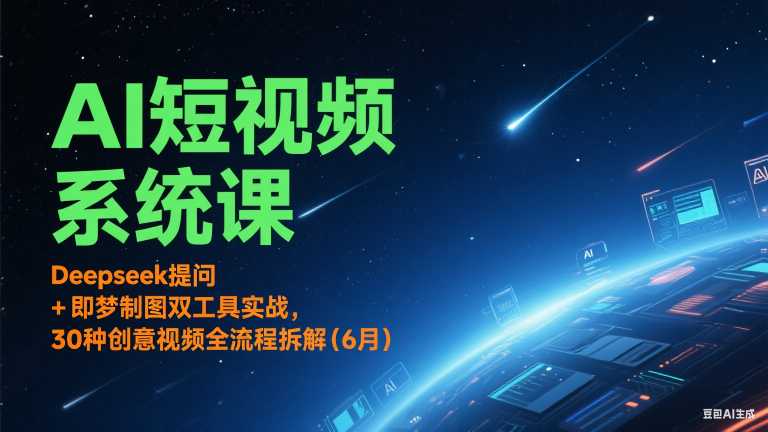 AI短视频系统课：Deepseek提问 + 即梦制图双工具实战，30种创意视频全流程拆解(6月)-追梦聊项目
