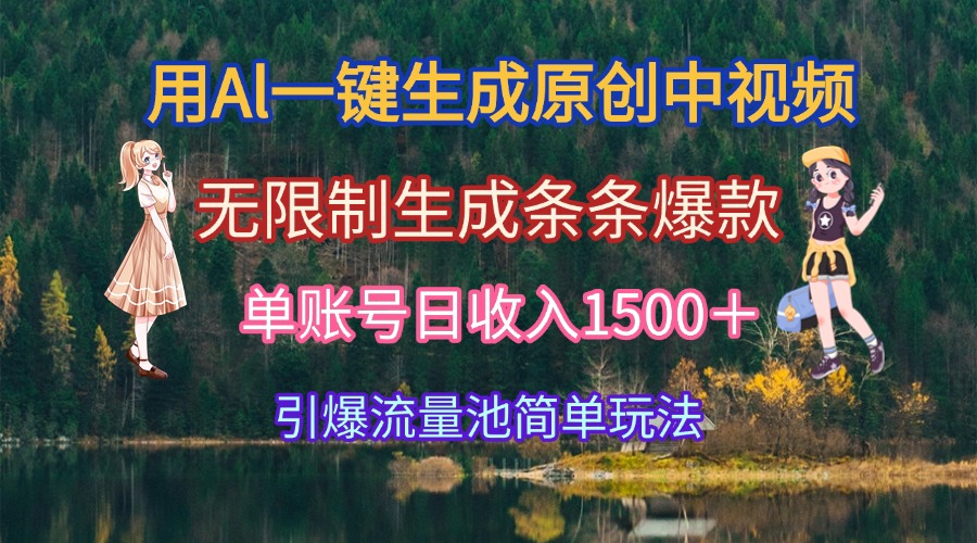 用Al一键生成原创中视频，无限制生成条条爆款，单账号日收入1500＋引爆…-追梦聊项目
