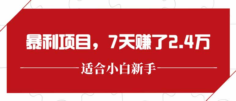 最新暴利项目，每单收益轻松在300以上，7天赚了2.4万-追梦聊项目
