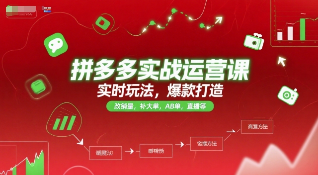 拼多多实战运营课，实时玩法，爆款打造，改销量，补大单，AB单，直播等(更新2025月)-追梦聊项目
