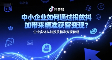 中小企业如何通过投放抖加带来精准获客变现？企业实体抖加投放精准变现秘籍-追梦聊项目