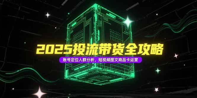 2025投流带货全攻略，账号定位人群分析，短视频图文商品卡运营-追梦聊项目