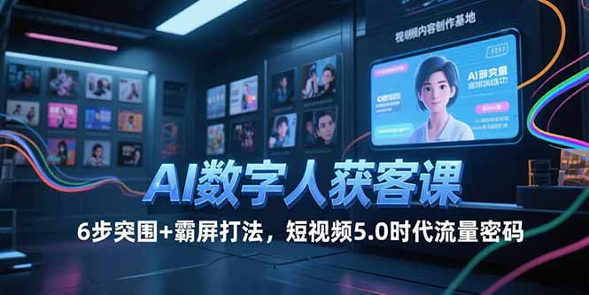 AI数字人获客课，6步突围+霸屏打法，短视频5.0时代流量密码-追梦聊项目