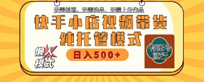 快手小店托管代运营，无需剪辑，无需选品，无需上传作品，全程无需操作，轻松月入5k+【揭秘】-追梦聊项目