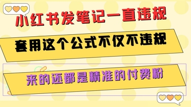 小红书发笔记一直违规，套用这个公式不仅不违规，来的还都是精准的付费粉-追梦聊项目