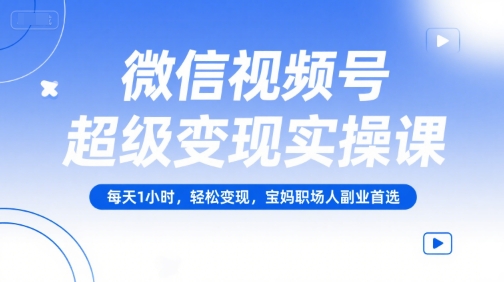 微信视频号超级变现实操课，每天1小时，轻松变现，宝妈职场人副业首选-追梦聊项目