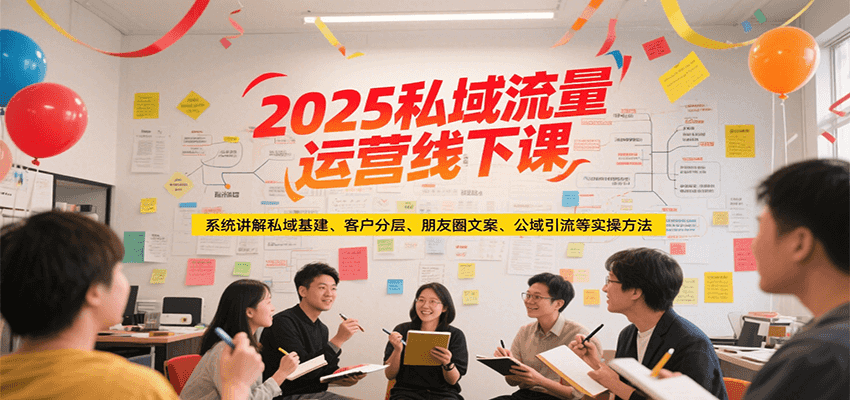 2025私域流量运营线下课，系统讲解私域基建/客户分层/朋友圈文案/公域引流等实操方法-追梦聊项目