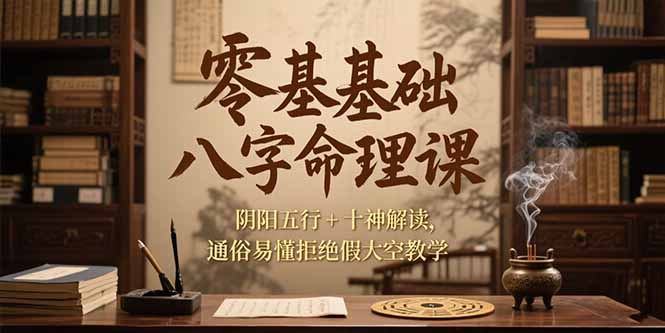 零基础八字命理课，阴阳五行+十神解读，通俗易懂拒绝假大空教学-追梦聊项目