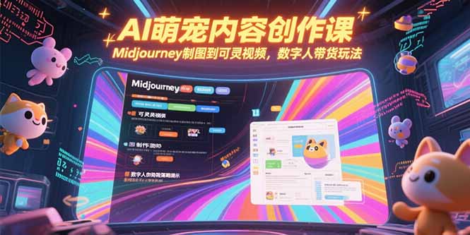 AI萌宠内容创作课，Midjourney制图到可灵视频，数字人带货玩法-追梦聊项目
