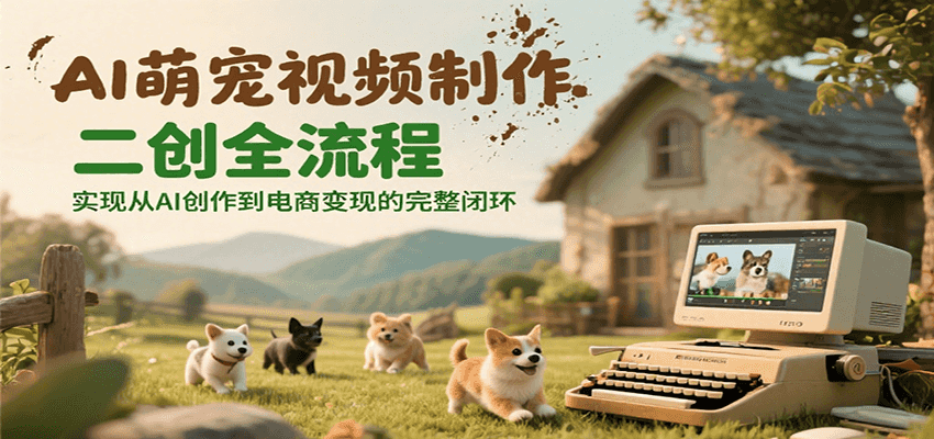 AI萌宠视频制作二创全流程，实现从AI创作到电商变现的完整闭环-追梦聊项目