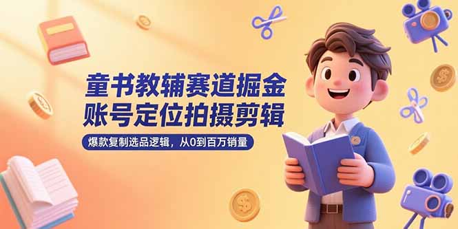 童书教辅赛道掘金，账号定位拍摄剪辑，爆款复制选品逻辑，从0到百万销量-追梦聊项目