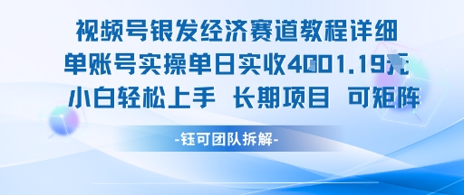 视频号银发经济赛道单账号实操单日实收1k+，小白轻松上手长期项目-追梦聊项目