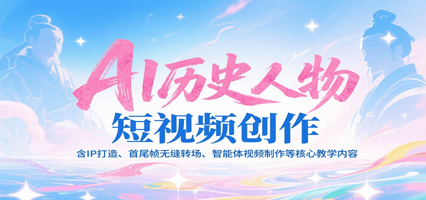 AI历史人物短视频创作，含IP打造、首尾帧无缝转场、智能体视频制作等核心教学内容-追梦聊项目