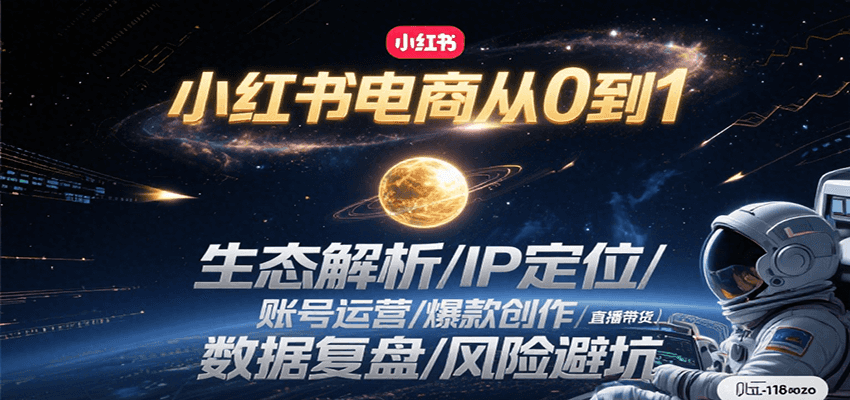 小红书电商从0到1：生态解析/IP定位/ 账号运营/爆款创作/直播带货/数据复盘/风险避坑-追梦聊项目