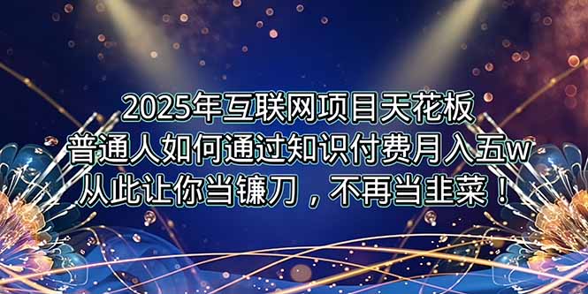 2025年互联网项目天花板，普通人如何通过卖项目实现逆风翻盘，月入5W＋！-追梦聊项目
