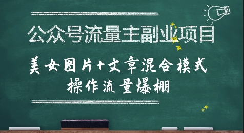 公众号流量主副业项目，美女图片+文章混合模式操作流量爆棚-追梦聊项目