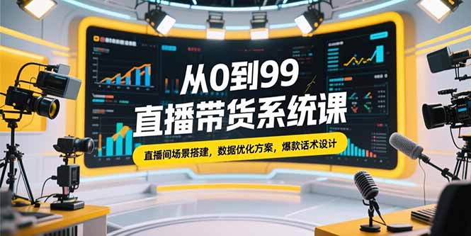 从0到99直播带货系统课，直播间场景搭建，数据优化方案，爆款话术设计-追梦聊项目