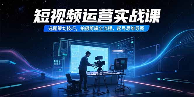 短视频运营实战课，选题策划技巧，拍摄剪辑全流程，起号思维导图-追梦聊项目