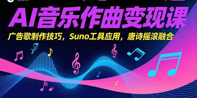 AI音乐作曲变现课，广告歌制作技巧，Suno工具应用，唐诗摇滚融合-追梦聊项目