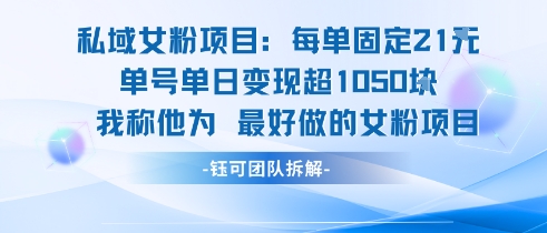 私域女粉项目：每单固定21块，单日变现超1k+，最好做的女粉项目-追梦聊项目