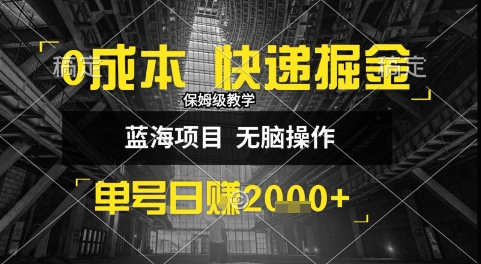 0成本快递掘金玩法，日入1k+，小白30分钟上手，收益嘎嘎猛【揭秘】-追梦聊项目
