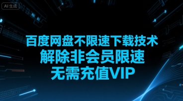 百度网盘不限速下载技术，解除非会员限速，无需充值VIP-追梦聊项目