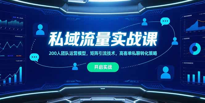 私域流量实战课，200人团队运营模型，矩阵引流技术，高客单私聊转化策略-追梦聊项目