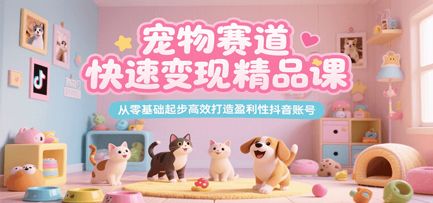 宠物赛道快速变现精品课，从零基础起步高效打造盈利性抖音账号-追梦聊项目