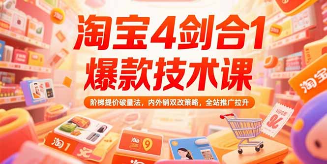 淘宝4剑合1爆款技术课73期：阶梯提价破量法，内外销双改策略 全站推广拉升-追梦聊项目