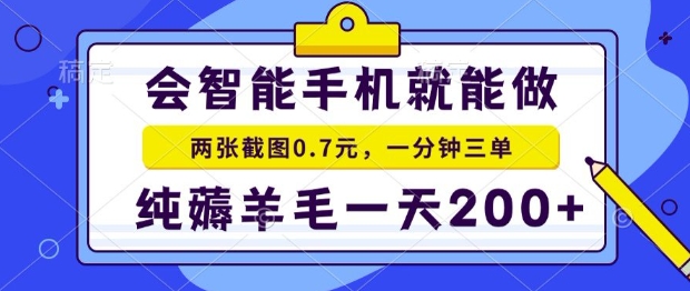 2025年零撸手机项目，二十秒一单，纯薅羊毛，一天200+做就有【揭秘】-追梦聊项目
