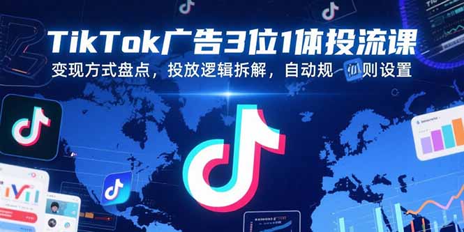 TikTok广告3位1体投流课，变现方式盘点，投放逻辑拆解，自动规则设置-追梦聊项目