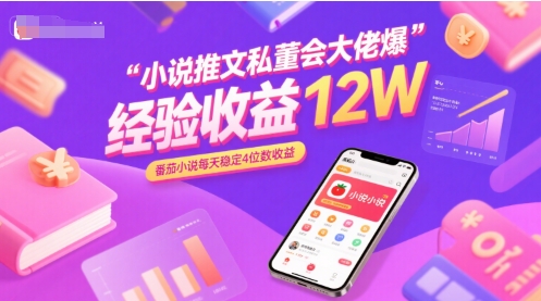 小说推文私董会大佬爆单经验分享收益12W，番茄小说每天稳定4位数收益-追梦聊项目