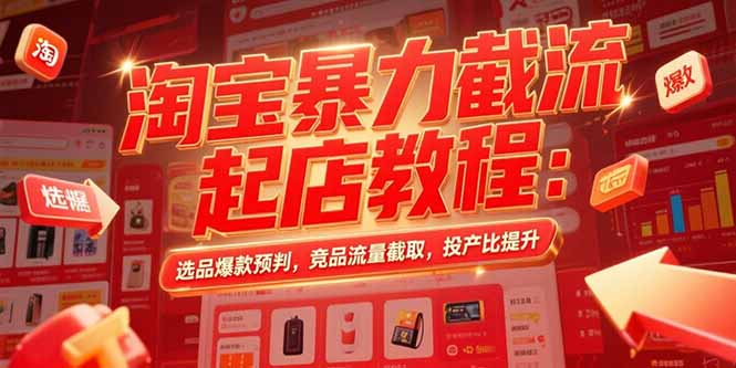 淘宝暴力截流起店教程：选品爆款预判，竞品流量截取，投产比提升-追梦聊项目