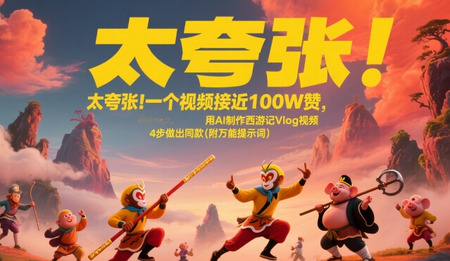 太夸张！一个视频接近100W赞，用AI制作西游记Vlog视频，全流程拆解来了(附万能提示词)-追梦聊项目