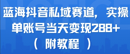 蓝海抖音私域赛道，实操单账号当天变现288+(附教程)-追梦聊项目