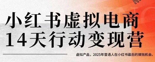 小红书虚拟电商14天变现训练营，虚拟产品，2025年普通人在小红书最后的搞钱机会-追梦聊项目