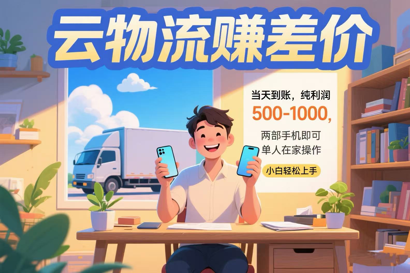 云物流赚差价 当天到账纯利润500-1000 两部手机即可 可单人在家操作 小…-追梦聊项目