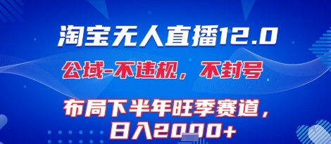 淘宝无人直播12.0，不封号，不违规，布局下半年旺季赛道，日入1k+(独家技术)【揭秘】-追梦聊项目