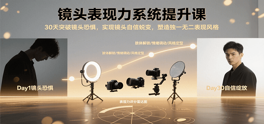 镜头表现力系统提升课，30天突破镜头恐惧实现自信蜕变，塑造独一无二表现风格-追梦聊项目