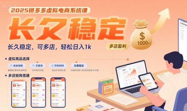 2025拼多多虚拟电商系统课，长久稳定，可多店，轻松日入1k-追梦聊项目