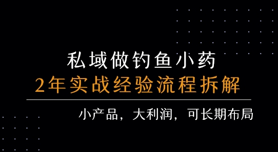 私域做钓鱼小药 每单利润3张+ 详细流程拆解-追梦聊项目
