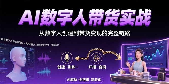 AI数字人+带货实战：从数字人创建到带货变现的完整链路-追梦聊项目