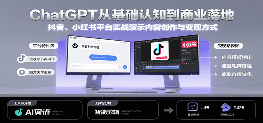 ChatGPT从基础认知到商业落地，实战演示抖音、小红书等平台的内容创作与变现-追梦聊项目